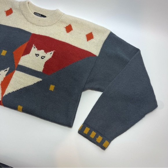 Alpaka Fashions 100% Alpaca Wool Cat Geometric Crewneck Sweater One Size Peru - Picture 6 of 12
